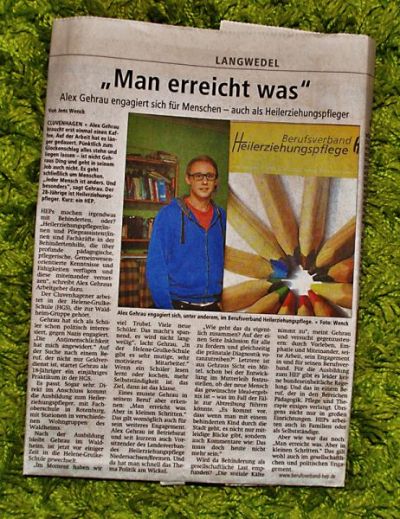 Landesvorsitzender Alex Gehrau im Zeitungsinterview